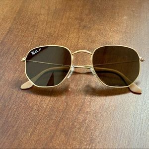 RayBan Hexagonal gold frame brown polarized lens